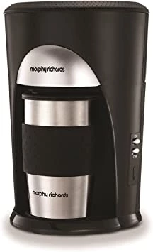 Morphy Richards Coffee On The Go Filter Coffee Machine 162740 Black and Brushed Stainless Steel Coffee Maker
