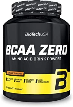BioTechUSA BCAA Zero Sugar-Free Flavoured Amino Acid Drink Powder, with L-leucine, L-isoleucine and Vitamin B6, 700 g, Orange