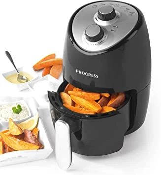 Progress EK2817HP Compact Healthy 1000W Hot Air Fryer, 2 L with 60 Minute Timer & Ready Indicator Lights, Black