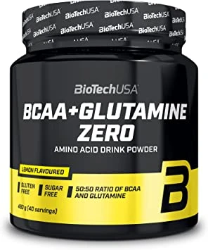 BioTechUSA BCAA + Glutamine Zero, Flavoured Drink Powder with BCAA and L-glutamine Content with sweeteners, 480 g, Lemon