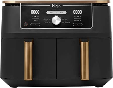 Ninja Foodi MAX Dual Zone Air Fryer [AF400UKCP] Amazon Exclusive, 9.5L, 2 Drawers, 6 Functions, Copper/Black
