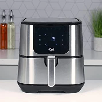 Quest 33889 5.5 Litre Air Fryer / Stainless Steel Materials / Detachable Basket / Non-Stick Coating / Adjustable Thermostat with 60 Min Timer / Easy O