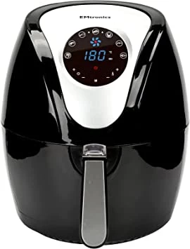 EMtronics EMDAF45L Digital Family Size Air Fryer 4.5 Litre with 7 Preset Menus for Oil Free & Low Fat Healthy Cooking, 60-Minute Timer - Black