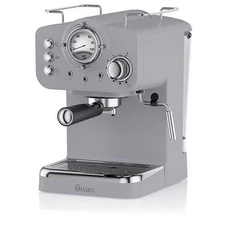 Swan SK22110GRN Retro Pump Espresso Coffee Machine in Grey - 15 Bars