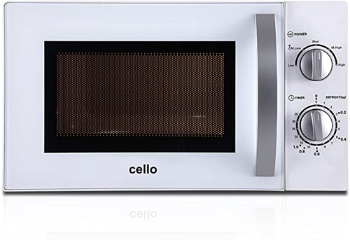 Cello 700W Microwave Oven with 20 Litre Capacity 5 Power levels and defrost function, White, One size, MM720CJ9 [Energy Class A]