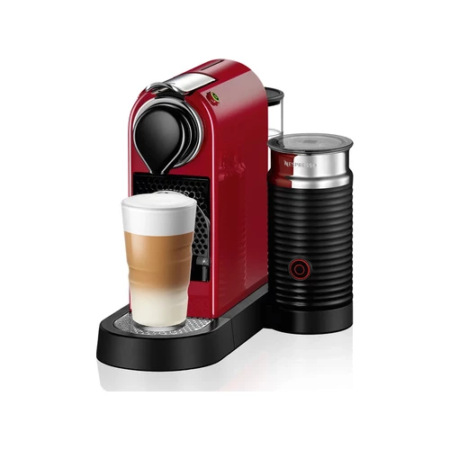 Nespresso CitiZ Automatic Espresso Machine with Aeroccino Milk Frother - Cherry Red + R500 Free Coffee Voucher