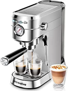 Espresso Coffee Machine with Milk Frother, 20 Bar Traditional Barista Pump Espresso Coffee Maker Cappuccino Machine, Latte Machine 1350W