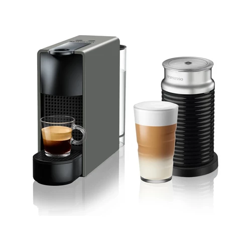 Nespresso Essenza Bundle 1450W Mini Automatic Espresso Machine with Aeroccino Milk Frother - Intense Grey + R500 Free Coffee Voucher