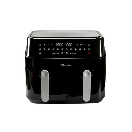 EMtronics Digital 9L Air Fryer Double Basket Smart Cook Oven w/ Timer Black