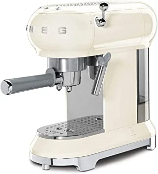 Smeg ECF01CRUK Traditional Pump Espresso Coffee Machine, Adjustable Cappuccino System, Flow Stop Function, Removable Drip-Tray, Anti-Drip System