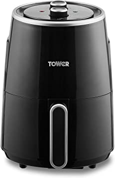 Tower T17066BLK Vortx Compact Air Fryer with Rapid Air Circulation, 30-Minute Timer, 1.8 Litre, 1300W, Black