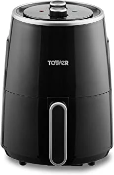 Tower T17066BLK Vortx Compact Air Fryer with Rapid Air Circulation, 30-Minute Timer, 1.8 Litre, 1300W, Black