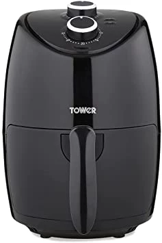 Tower T17087 Vortx Compact Air Fryer with Rapid Air Circulation, 30-Minute Timer, 2L, 1000W, Black