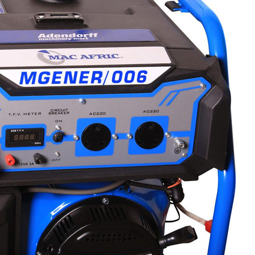 MAC AFRIC 7.5 kVA (6.2 KW) Standby Petrol Generator (with T.F.V meter)
