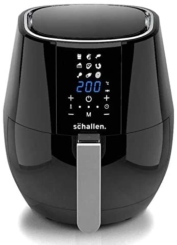 Schallen Modern Black Gloss Healthy Eating Low Fat Large 3.5L 1300-1500W Digital Display Air Fryer with 9 Cooking Settings and 60 Minute Timer