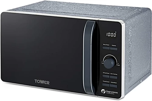 Tower T24031BLU Microwave, Ice Diamond Collection, Large 20 Litre Capacity with Digital Timer, 6 Power Levels and Pull Handle Door, 800 W, Steel, Blue