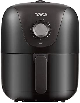 Tower T17062 Vortx Manual Air Fryer with Rapid Air Circulation, 30-Minute Timer, 3 Litre, 1000W, Black