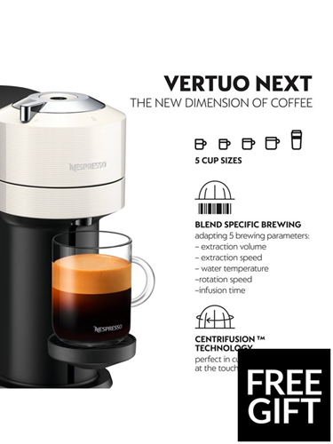 Nespresso
Vertuo Next 11710 Coffee Machine with Milk Frother by Magimix - White