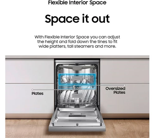 Samsung
DW60M6050FS Series 6 Samsung Dishwasher, 14 Place Settings and a Flexible '3rd Rack' Cutlery Tray - Silver