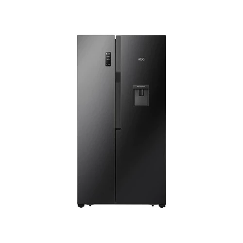 AEG 566Lt Black Glass Side by Side Refrigerator - RXB57011NG