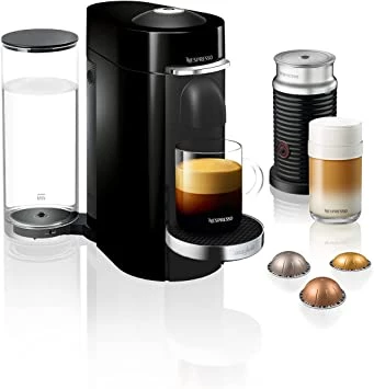 Nespresso Vertuo Plus 11387 Coffee Machine with Milk Frother by Magimix, Black, Chrome Finish