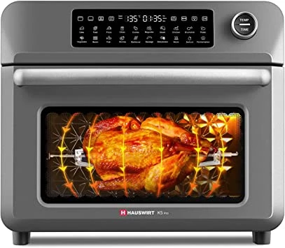 Hauswirt Air Fryer Oven 25 Litre Extra Large, Countertop Convection Oven with Grill/Rotisserie/Airfryer/Dehydrator, Digital Touch Screen, Enamel liner