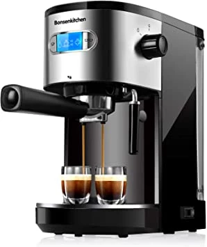 Bonsenkitchen 20 Bar Espresso Coffee Machine with Powerful Milk Frother Wand, 1350W High-Performance