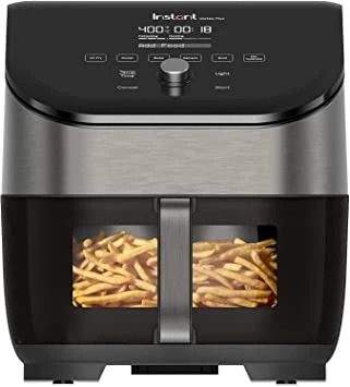 Instant Vortex Plus with ClearCook - 5.7L Digital Health Air Fryer, Stainless Steel, 6-in-1 Smart Programs - Air Fry, Bake, Roast, Grill, Dehydrate