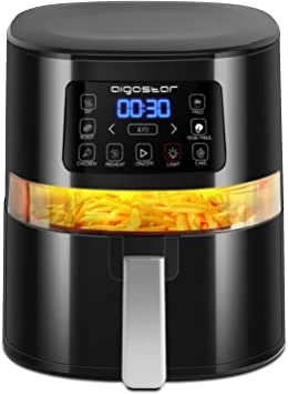 Aigostar 1600W Air Fryer 4L with Viewing Window, Digital Airfryer with 7 Presets, Timer & Temperature Control for Healthy Oil Free & Low Fat Cooking