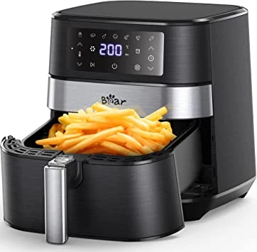 BEAR Air Fryer 5.5L with 360° Rapid Hot Air Circulation, 1700W Air Fryers for Home Use with Digital Display,60Min Timer & Recipes