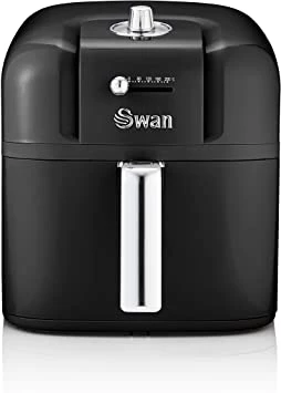 Swan Retro Air Fryer 6 L, Black, Low Fat Healthy Frying, 80% Less Fat, Rapid Air Circulation, SD10510BN